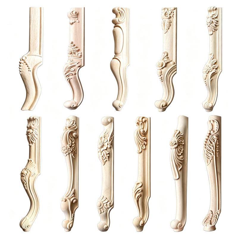 Carved wood furniture legs and feet in various designs