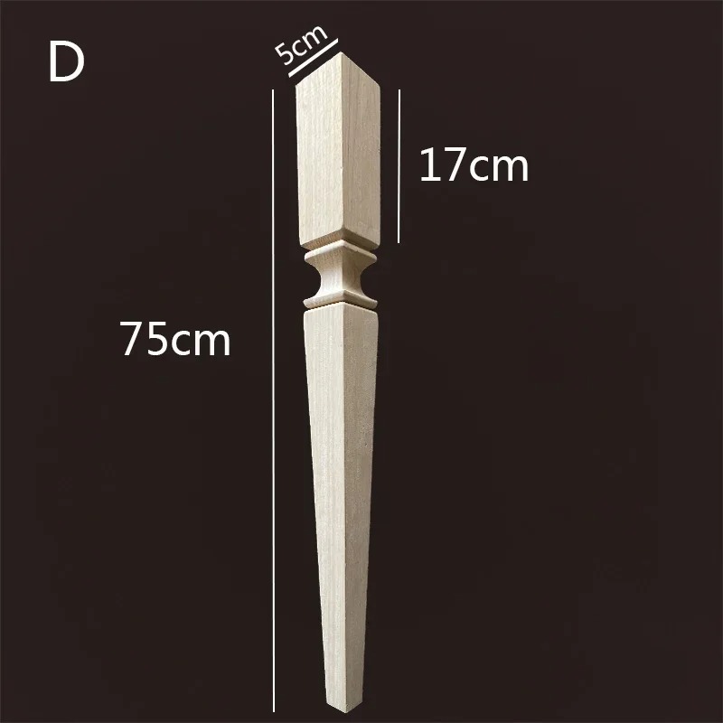 Unfinished tapered wood table leg WF036 with square top and geometric turned details