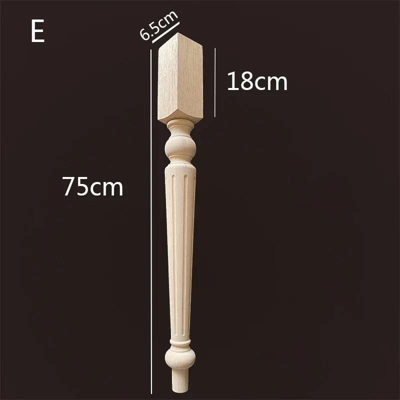 Unfinished fluted turned wood table leg WF037 with square top and vertical grooves