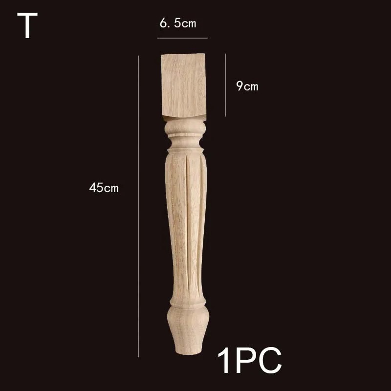 Unfinished fluted wooden furniture leg WF235 with square top and carved grooves