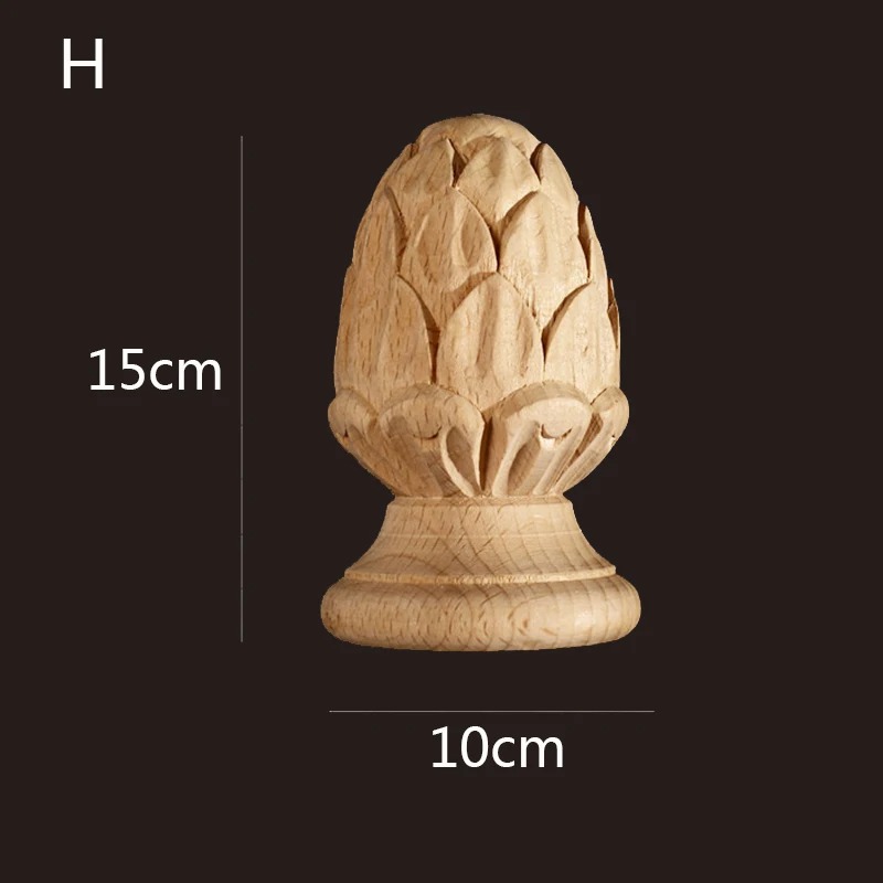 Unfinished pineapple style carved wood finial WF138