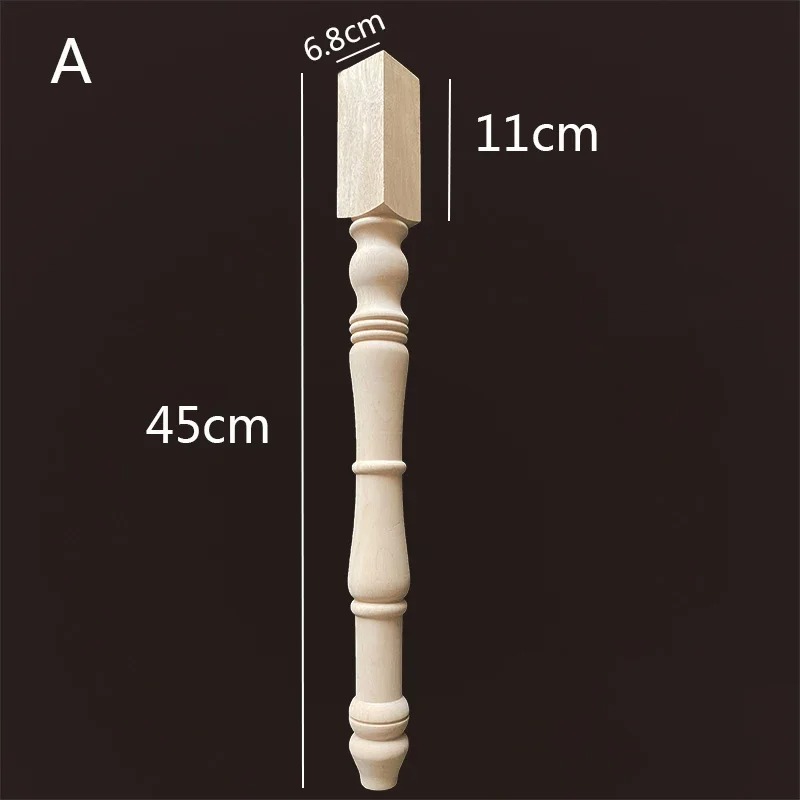 Unfinished classic turned wood table leg WF033 with square top and decorative rings
