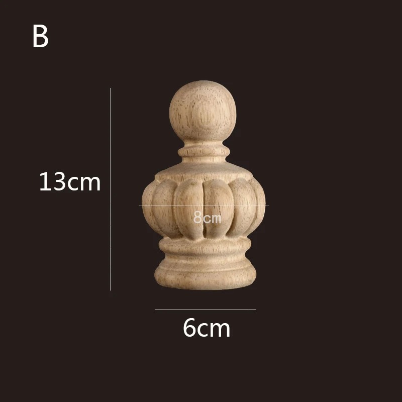 Carved round wood finial with fluted details WF131