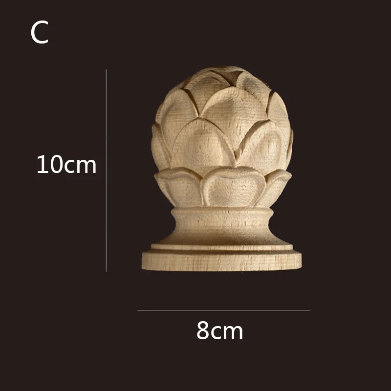 Unfinished carved floral wood finial WF132